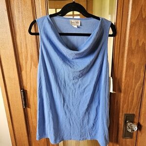 David Kiviat Trepano Collection Cornflower Blue Slouch Neck Shirt Large Vintage